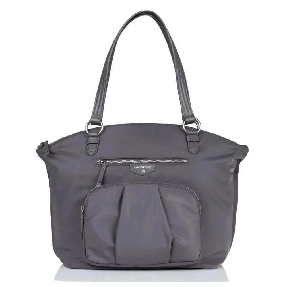 TWELVElittle Large Diaper Bag Gray Allure Nylon Tote Crossbody Baby Shoulder Bag